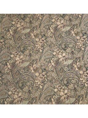 Floral Daffodil Paisley Upholstery Fabric Beige Green Tapestry 7 Yards 57 Inches